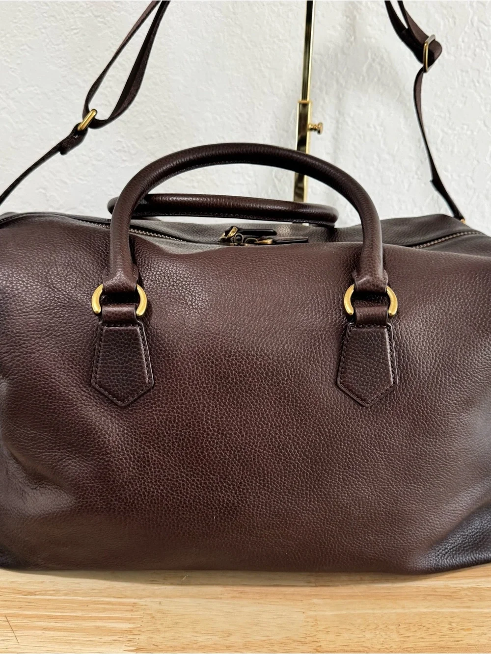 NEW Polo Ralph Lauren Dark Brown Leather Duffle Bag